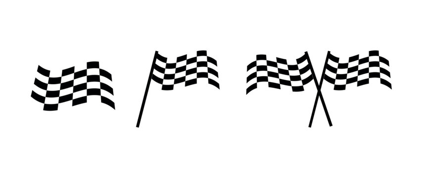 vector illustration of a racing flag. checkered race flag waving finish line racing flag. speed concept with waving checkered fag. - Powered by Adobe