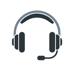 Minimalist Headphone Icon with Microphone &ndash; Modern Audio Headset Vector for Tech, Gaming, and Support Services.