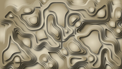 A three-dimensional abstract topographic relief reminiscent of a 3D landscape. Smooth transitions of shades create a sense of depth and chiaroscuro.