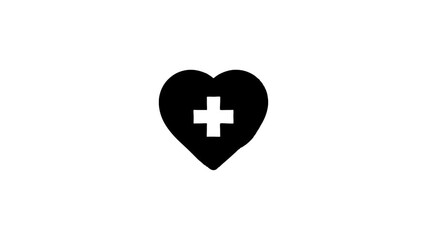 Melting heart animation with medical cross symbol