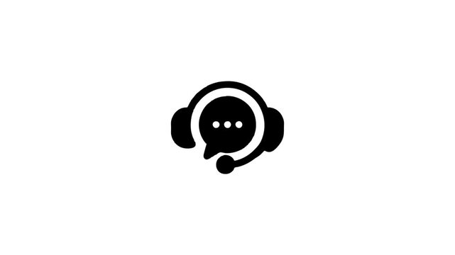 Customer support headset icon animation appearing from bottom