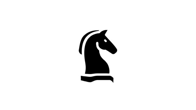 Elegant chess knight animated loop