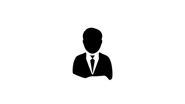 Silhouette of businessperson wearing suit and tie on white background