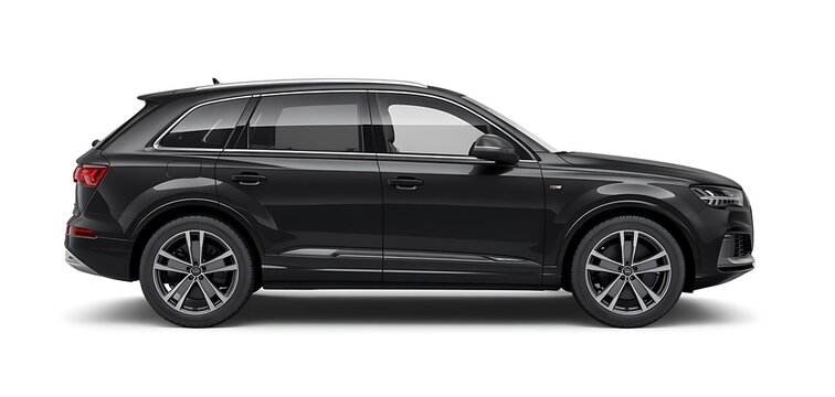 Dark luxury suv car, modern premium vehicle, side view on white