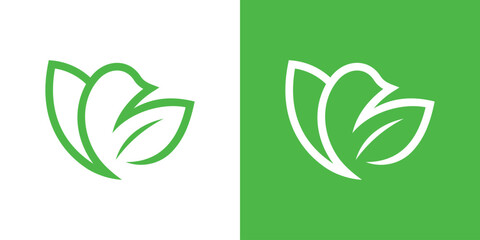 Leaf Bird Harmony Logo, Dual Meaning Symbol Combining a Leaf Shape with a Bird Silhouette to Represent Nature, Freedom, and Sustainability