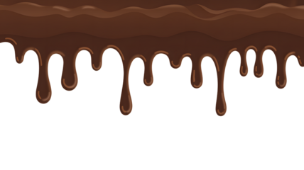 Dripping Chocolate Border on White Background removed isolated on a transparent background