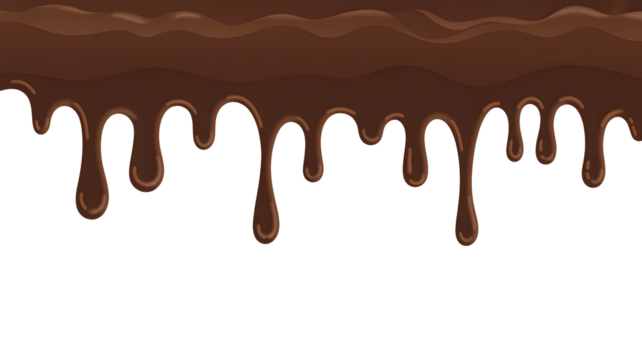 Dripping Chocolate Border on White Background removed isolated on a transparent background