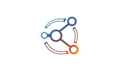 Rotating Share or Networking Icon with Connected Nodes and Gradient Color on Clean White Background: Data Synchronization and Global Communication Concept