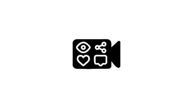 Social media interaction depicted by black video camera icon