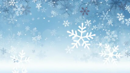 Magical winter wonderland with falling snowflakes and icy blue background - Powered by Adobe