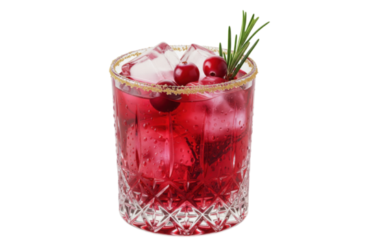 festive red holiday cocktail, a cranberry vodka or gin and tonic