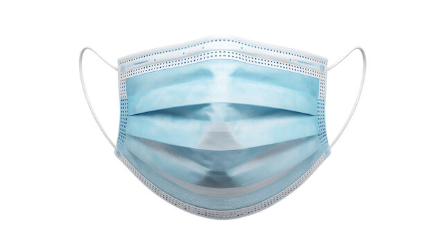 Surgical Face Mask with Yellow Line Graphic on White Background removed isolated on a transparent background