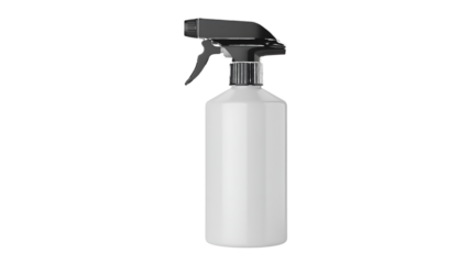 White Spray Bottle with Black Trigger Sprayer on a White Background plastic container isolated on a transparent background
