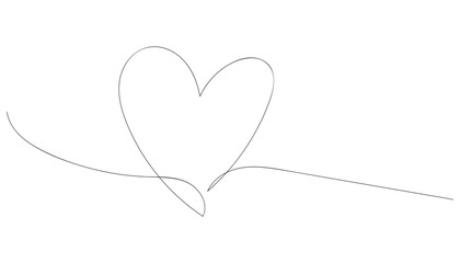 Simple continuous line drawing of a heart on a white background