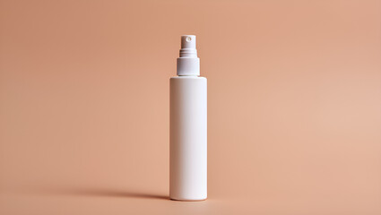 Elegant White Spray Bottle Mockup on Neutral Background Minimalist Design, Generative AI
