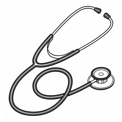 Illustration of a stethoscope isolated on in black and white