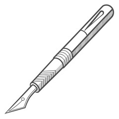 Illustration of a fountain pen isolated on in black and white