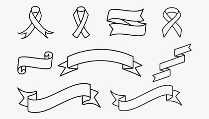 Minimal Ribbon Icon – Decorative Line Art Ribbon Vector