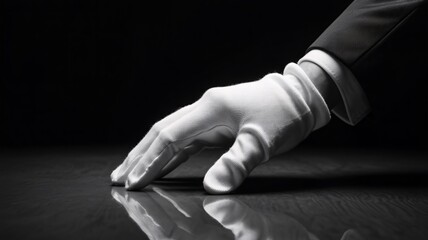 White glove service hand elegant presentation luxury black background clean