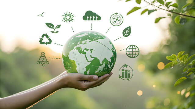 hand holding green earth