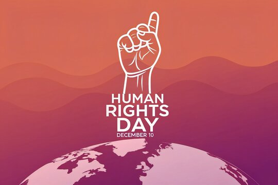 Human Rights Day symbol of unity and global awareness with a raised fist and planet Earth.