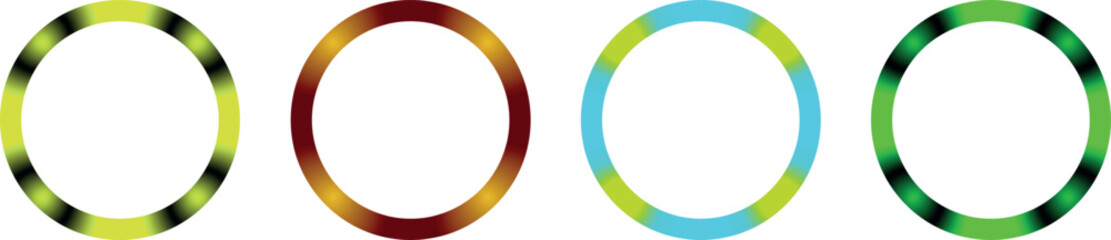 Colorful gradient circular frames set for modern abstract graphic design and decoration