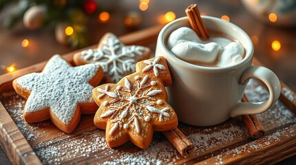 christmas cookies and cup of coffee