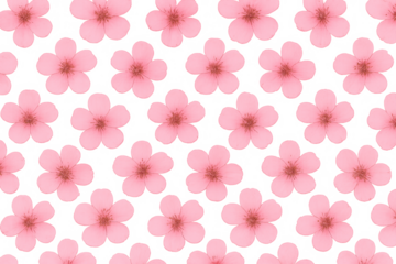 Pink sakura flowers forming a decorative, repeating floral pattern, symbolizing spring and beauty with a transparent background