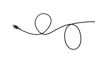 USB Type-C cable isolated on a transparent PNG. Ideal for concepts related to business technology,...