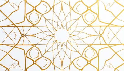 Intricate Gold Geometric Pattern on White Background