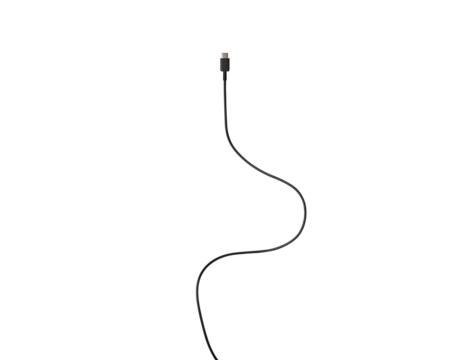USB Type-C cable isolated on a transparent PNG. Ideal for concepts related to business technology, data transfer, connectivity and fast charging for modern devices.