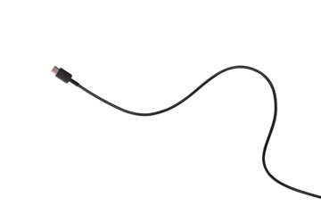 USB Type-C cable isolated on a transparent PNG. Ideal for concepts related to business technology, data transfer, connectivity and fast charging for modern devices.