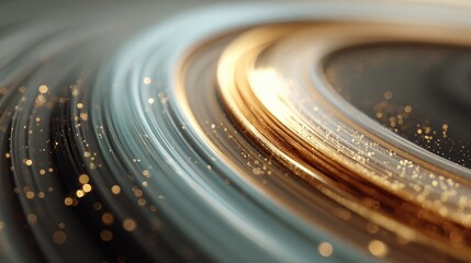 Dynamic background featuring smooth, swirling lines in contrasting gold and silver tones, creating a sense of rapid movement, energy, and digital technology, highlighted by sparkling light particles.