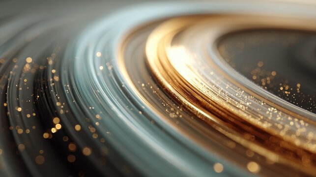 Dynamic background featuring smooth, swirling lines in contrasting gold and silver tones, creating a sense of rapid movement, energy, and digital technology, highlighted by sparkling light particles.