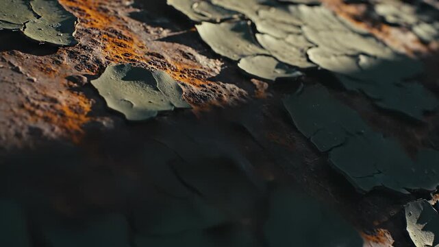 Rusted metal surface with sprouting green leaves in 4K close up, capturing the transformative concept of renewal and resilience for use as a backdrop or visual representation of growth and.