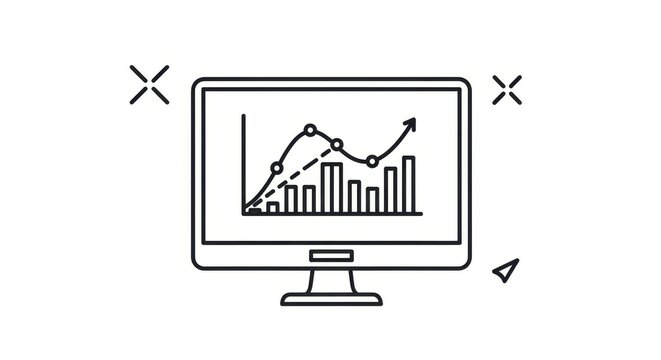 Ascending data display on desktop monitor signifying performance analytics and growth trends - Powered by Adobe