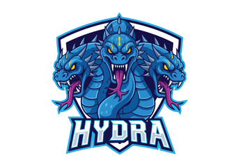 Fierce blue hydra gaming logo design - Gaming logo - Gaming Mascot - esport mascot vector illustration