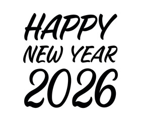 Bold Happy New Year 2026 Celebration Design for Festive Greetings and Holiday Wishes with Modern Black Typography and White Background