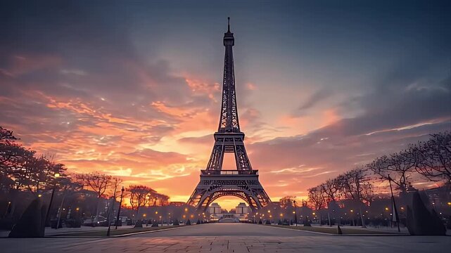 Paris Eiffel Tower: Stunning Sunset Skyline View