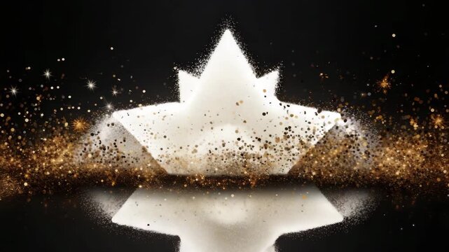Creative paper ship in sparkling particles