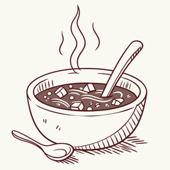 Bowl of soup with a spoon