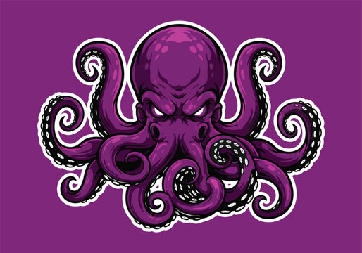 Mysterious purple octopus gaming logo design - Gaming logo - Gaming Mascot - esport mascot vector illustration
