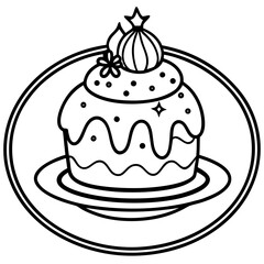 Festive cupcake with cream and decoration