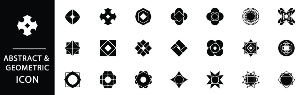 Modern geometric logo set featuring unique shapes and icons for branding and design projects, ideal for creative agencies and tech startups! - Powered by Adobe
