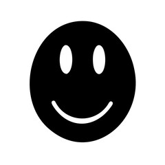 Fototapeta premium Simple black smiley face icon with happy expression on white background
