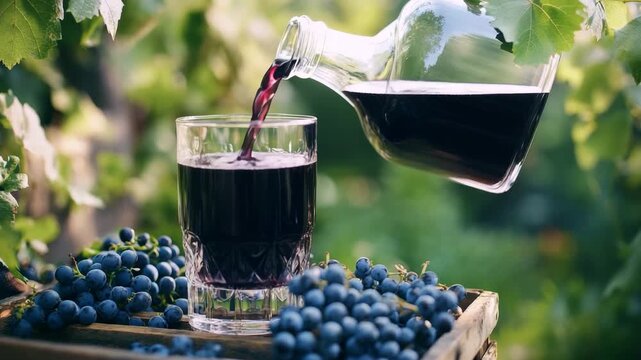Grape juice being poured outdoors