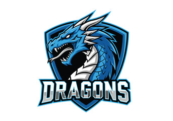 Powerful blue dragon gaming logo design template - Gaming logo - Gaming Mascot - esport mascot vector illustration