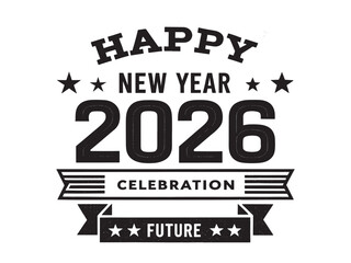 Happy New Year 2026 Celebration Festive Banner with Stars and Modern Design Wishing Everyone a Joyful and Prosperous Year Ahead
