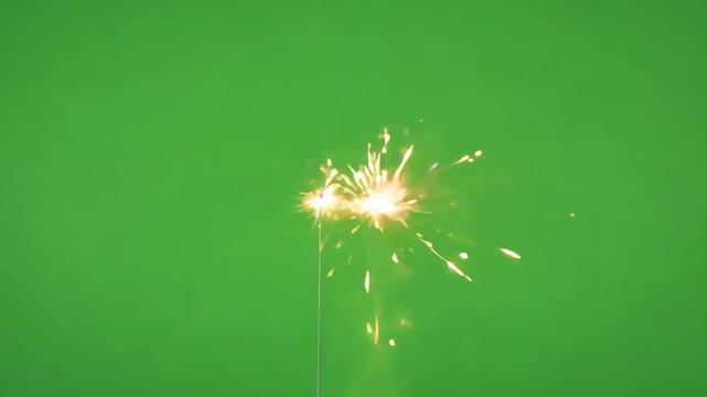 Upward fiery blast and sparks on green screen for visual effects