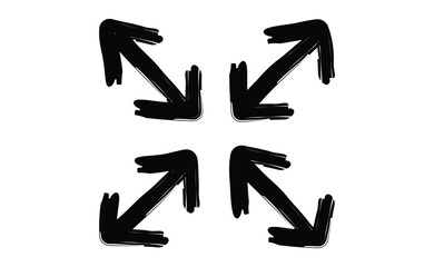 Bold brush stroke arrows pointing in four directions for design projects